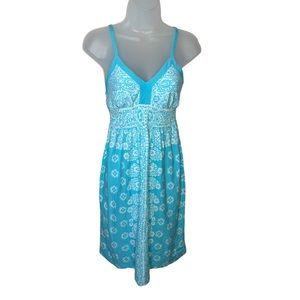 Athleta Dress Womens Sundress Stretch Vacation Preppy Midi Blue Small